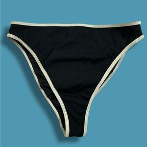 L*Space Leilani Black High Cut Cheeky Bitsy Bikini Swimsuit Bottoms Size Large